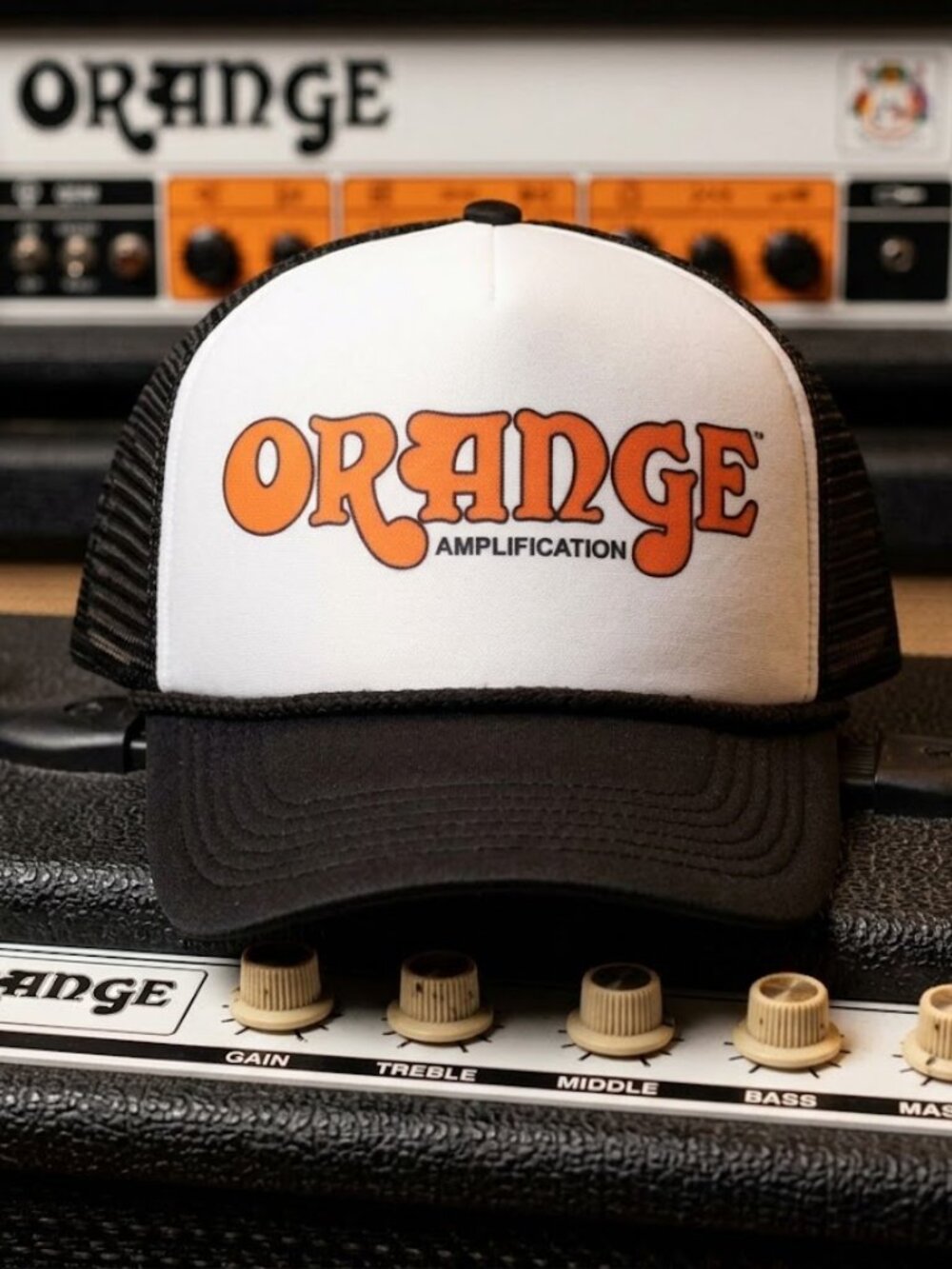 Orange Amplifier Hat Vintage Tube Amp Retro Foam Rope Mesh Trucker Snapback Cap